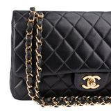 Chanel Quilted Lambskin 24K Gold Double Flap Crossbody Bag