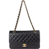 Chanel Quilted Lambskin 24K Gold Double Flap Crossbody Bag