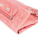 Balenciaga Pink Leather City Clutch Handbag
