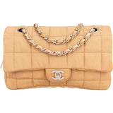 Chanel Quilted Cotton Choco Bar Single Flap Crossbody Bag