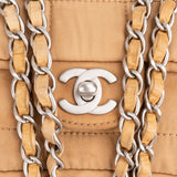 Chanel Quilted Cotton Choco Bar Single Flap Crossbody Bag