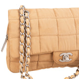Chanel Quilted Cotton Choco Bar Single Flap Crossbody Bag