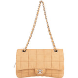 Chanel Quilted Cotton Choco Bar Single Flap Crossbody Bag