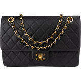 Chanel Quilted Lambskin 24K Gold Double Flap Crossbody Bag