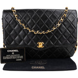 Chanel Quilted Lambskin 24K Gold Single Flap Shoulder Bag