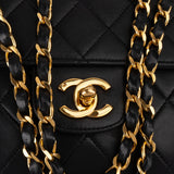 Chanel Quilted Lambskin 24K Gold Double Flap Crossbody Bag