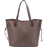 Louis Vuitton Damier Ebene Monogram Neverfull MM Shopper Handbag