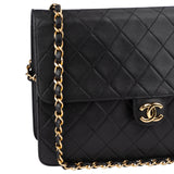 Chanel Quilted Lambskin 24K Gold Single Flap Shoulder Bag