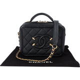 Chanel Quilted Caviar Leather CC Filigree Crossbody Bag