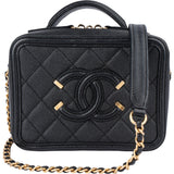 Chanel Quilted Caviar Leather CC Filigree Crossbody Bag