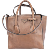 Prada Brown Leather Twin Zip Handbag