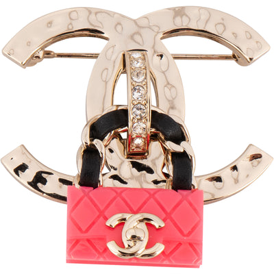 Chanel Crystal CC Flap Bag Brooch - vintageandkickz