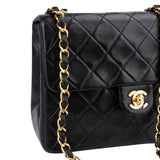 Chanel Quilted Lambskin 24K Gold Single Flap Crossbody Bag