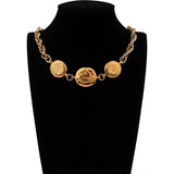 Chanel Heavy Golden Plates Mademoiselle Necklace