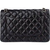 Chanel Quilted Lambskin Palladium Jumbo Double Flap Crossbody Bag