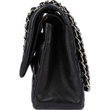 Chanel Quilted Lambskin Palladium Jumbo Double Flap Crossbody Bag