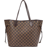 Louis Vuitton Damier Ebene Monogram Neverfull MM Shopper Handbag