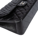 Chanel Quilted Lambskin Palladium Jumbo Double Flap Crossbody Bag