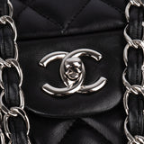 Chanel Quilted Lambskin Palladium Jumbo Double Flap Crossbody Bag