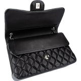 Chanel Quilted Lambskin Palladium Jumbo Double Flap Crossbody Bag