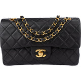 Chanel Quilted Lambskin 24K Gold Small Double Flap Crossbody Bag