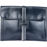 Hermès Blue Jige Elan Leather Clutch