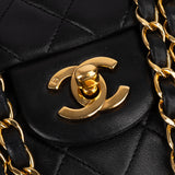 Chanel Quilted Lambskin 24K Gold Small Double Flap Crossbody Bag