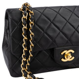 Chanel Quilted Lambskin 24K Gold Small Double Flap Crossbody Bag