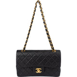 Chanel Quilted Lambskin 24K Gold Small Double Flap Crossbody Bag