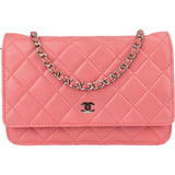 Chanel Quilted Lambskin Palladium Wallet On Chain Crossbody Bag