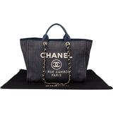 Chanel  Bleu Cotton Deauville Handbag