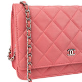 Chanel Quilted Lambskin Palladium Wallet On Chain Crossbody Bag