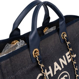 Chanel  Bleu Cotton Deauville Handbag