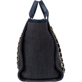 Chanel  Bleu Cotton Deauville Handbag
