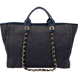 Chanel  Bleu Cotton Deauville Handbag