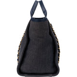 Chanel  Bleu Cotton Deauville Handbag