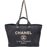 Chanel  Bleu Cotton Deauville Handbag