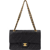Chanel Quilted Lambskin 24K Gold Medium Double Flap Crossbody Bag