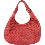 Bottega Veneta Red Intrecciato Leather Hobo Bag