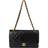 Chanel Quilted Lambskin 24K Gold Medium Double Flap Crossbody Bag