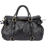 Miu Miu Black Leather City Handbag