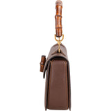 Gucci Brown Leather Bamboo Handbag
