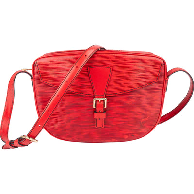Louis Vuitton Rouge Epi Leather Jeune Fille MM Crossbody Bag - vintageandkickz