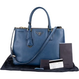 Prada Blue Saffiano Leather Galleria Handbag