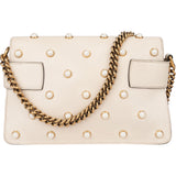 Gucci White Leather Queen Margaret Bee Crossbody Bag