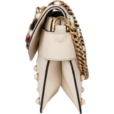 Gucci White Leather Queen Margaret Bee Crossbody Bag