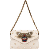 Gucci White Leather Queen Margaret Bee Crossbody Bag