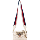 Gucci White Leather Queen Margaret Bee Crossbody Bag