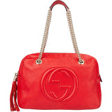 Gucci Red Leather GG Soho Handbag
