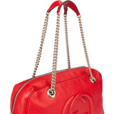 Gucci Red Leather GG Soho Handbag